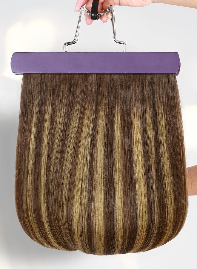 WIGER Invisible Edge Genius Butterfly Hair Extensions Real Human Hair Double Weft Hand-Tied Remy Human Hair Extensions With Dark Roots Injected Highlighted Blonde Micro Bead PU Skin Weft for Women - Image 2